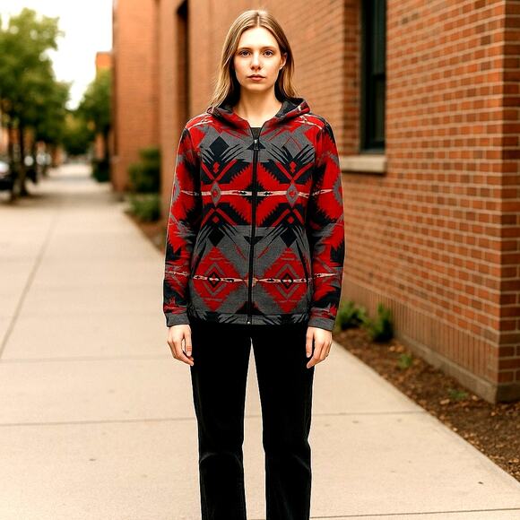 Ralph Lauren LRL Lauren Active Southwestern Aztec Zip Hoodie Jacket Size M - Picture 1 of 8